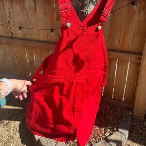 Bug Bud Press Short Overalls in Red